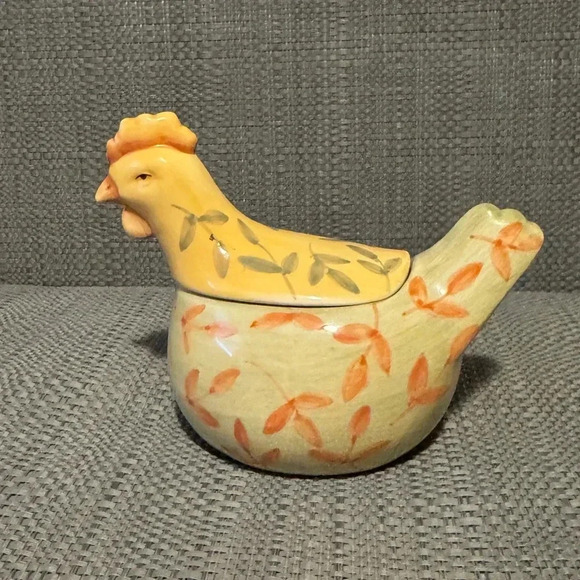 Vintage Yellow and Green Chicken Sugar Bowl - Picture 2 of 4